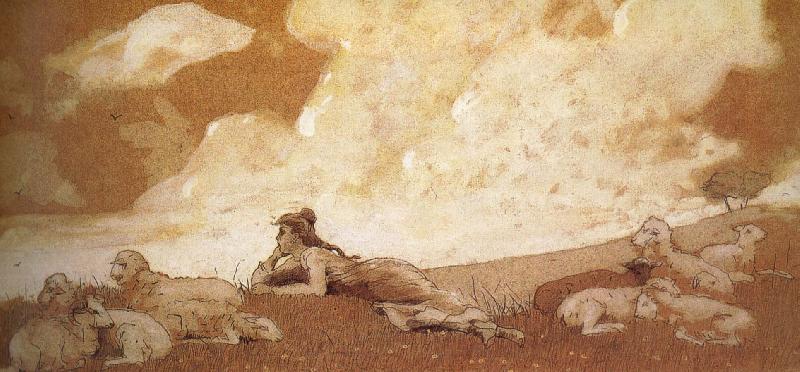 Winslow Homer Girl with Her Flock